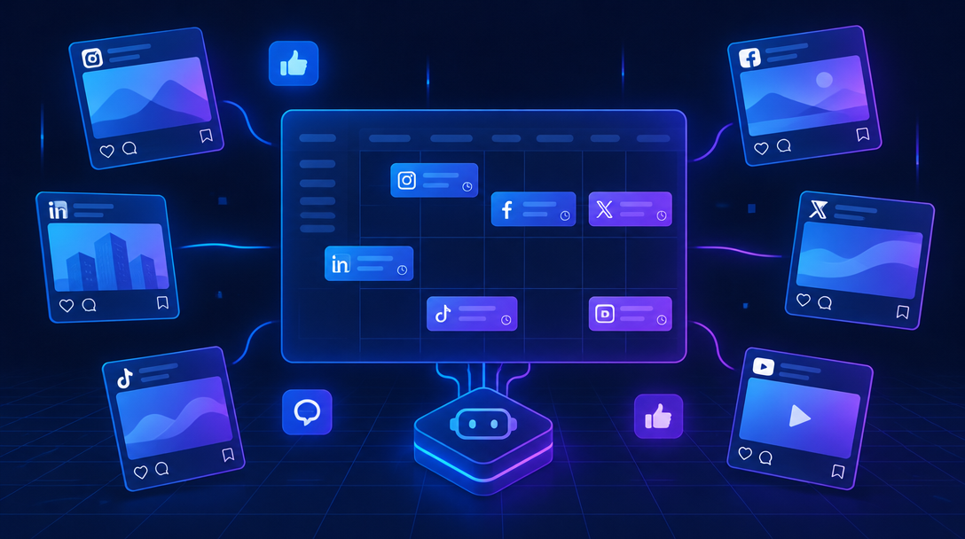 Social Media illustration for Facebook & Instagram Autoposting: How to Automate Your Content Calendar